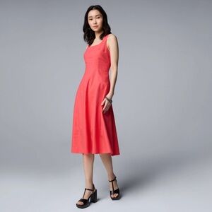 Simply Vera Vera Wang Seamed Coral Midi Dress